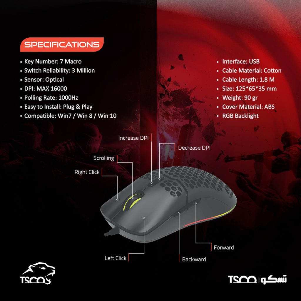 ماوس گیمینگ تسکو مدل GM 790