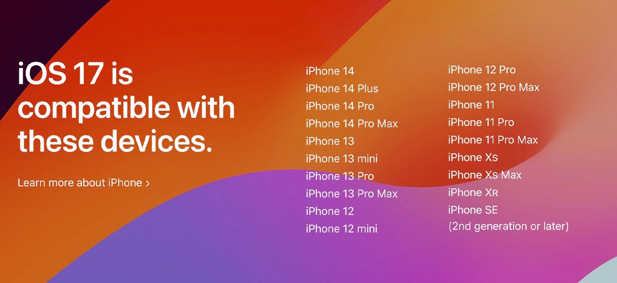 گوشی هایی که آپدیت ios 17 را دریافت میکنند
