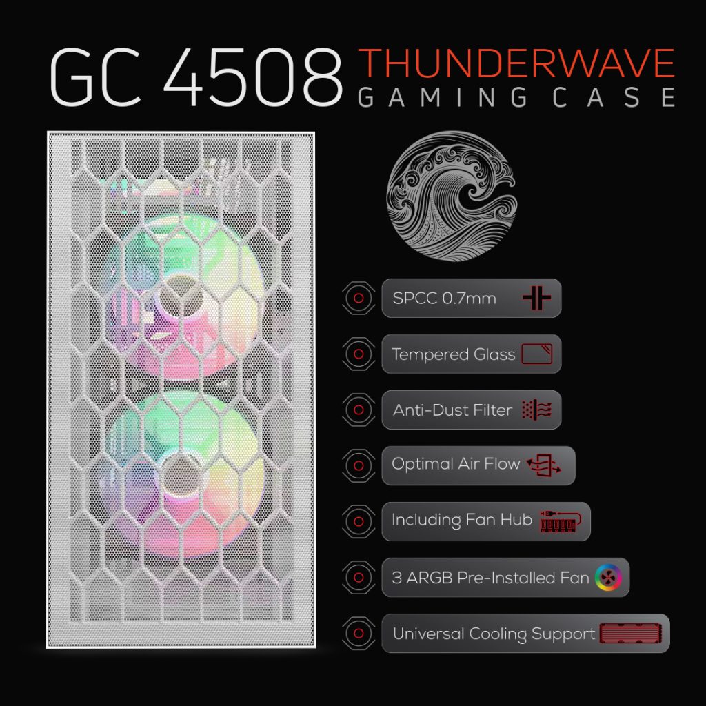 کیس گیمینگ تسکو مدل GC 4508 THUNDERWAVE